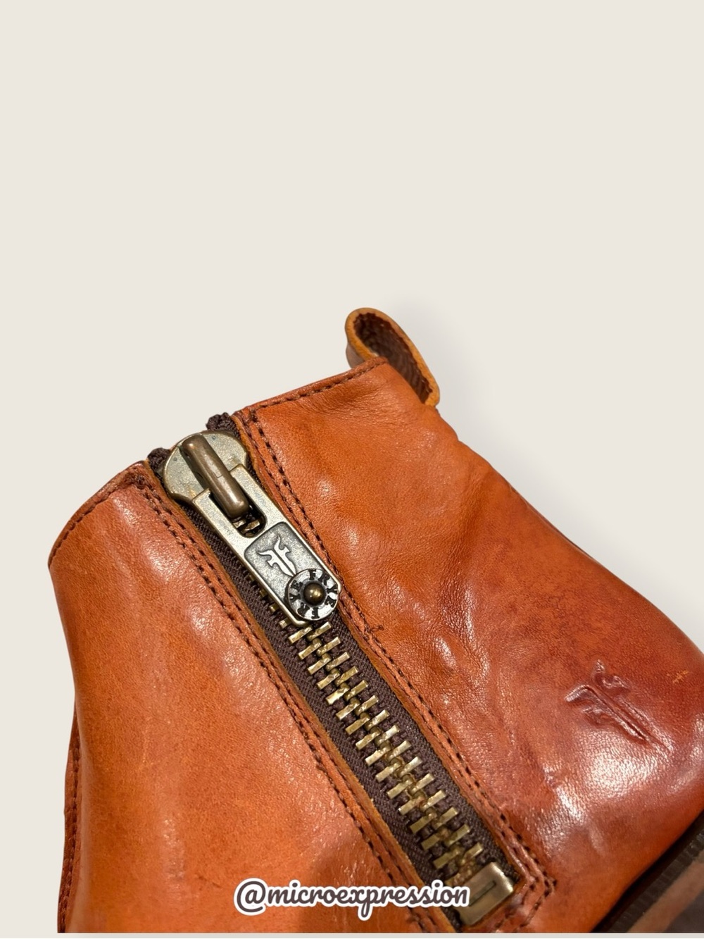$369 Frye Sacha Moto Shortie Cognac Brown Leather Western Cowboy Ankle Booties - Picture 13 of 16